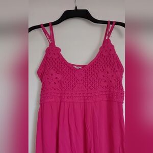 Bright Pink Crochet Dress